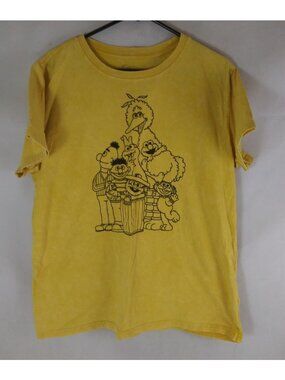 Mighty Fine Men's Sesame Street Yellow T-Shirt With Black Design Size 2X